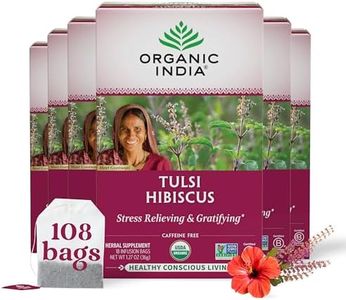 ORGANIC INDIA Tulsi Hibiscus Tea Bags, Stress Relieving, 18 Bags, 6 Pack
