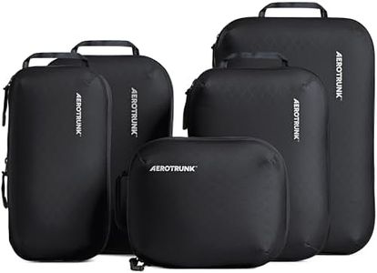 Aerotrunk Ultralight Compression Packing Cubes - Lightweight Travel Organizers for Suitcases and Luggage (6-Pack, Black)