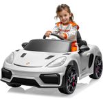 YOFE 12V Licensed Porsche 718 Ride On Toy for Kids,Electric Car for Toddlers with Remote Control,Kids Sports Ride on Car with 4-Wheel Suspension,35W Dual Motors,3 Speed,Bluetooth,Tail Light (White)