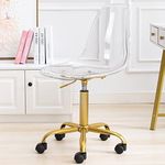 HOMEFUN Clear Desk Chair, Armless A