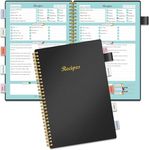 Regolden-Book Recipe Book to Write in Your Own Recipes, Blank Recipe Notebook with 15 Tabs for Family Cooking Lover, 120 Pages Recipe Organizer, 8.5 x 5.5", Black