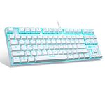 White Mechanical Gaming Keyboard with Red Switch, MageGee MK-Star LED Backlit Keyboard Compact 87 Keys TKL Wired Computer Keyboard for Windows Laptop Gaming PC