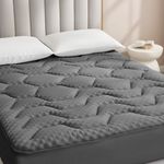 EHEYCIGA Memory Foam Mattress Topper Double Bed, Gel Mattress Pad with Extra Deep Pocket, Breathable Mattress Cover, 135x190x3cm, Dark Grey