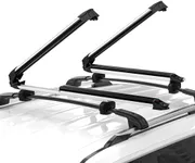 Ski & Snowboard Rack for Car Roof with Sliding Extension, Lockable Ski Racks Fits 6 Pairs Skis or 4 Snowboards, Universal for All Types of Cross Bars- Silver