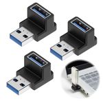 3PCS USB 3.1 90°Angle Adapter, Up and Down Angle 90 Degree USB 3.1 Type A Male to USB-A Female Coupler Adapters, Support 3A Charging OTG Data Transfer, Compatible with All USB Interface Devices