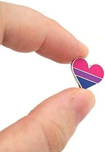 Bisexual Bi Pride Pin Heart Flag Tiny Enamel Pin Decoration For Clothes And Bags, One Size, Metal, no gemstone