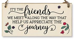 Handmade Wooden Hanging Wall Plaque Friends We Meet Appreciate the Journey Decorative Friendship Gift