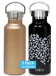 MIRA 17 oz 2 Pack Alpine Stainless Steel Vacuum Insulated Water Bottle with 2 Lids, Sports Thermo Flask Keeps Cold 24 Hours, Hot 12 Hours, Reusable Hydro Bottle - Champagne, Jasmine