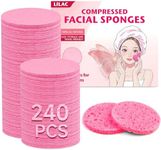 240 Count Compressed Facial Sponges 100% Natural Cellulose Eco-Friendly Makeup Sponges for Gentle Cleansing, Exfoliating & Stubborn Makeup Removal Travel for Women (240p round)