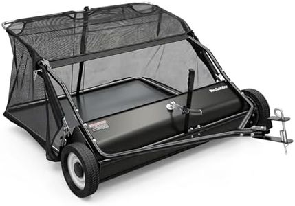 MAXLANDER 42-Inch Tow Behind Lawn Sweeper with 12 Cu.Ft. Hopper, Adjustable Brush Height Leaf & Grass Collector, Pull Behind Yard Sweeper with Dump Rope & Universal Hitch for Lawn Tractor