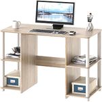 SHW Compact Home Office Wood Desk with Double Sided Shelves, Maple