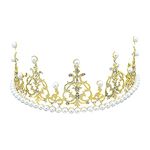 SYGA Crown Queen Rose Flower Tiaras Princess Hair Jewelry Headbands for Party Engagement Wedding (Crown-SemiCircle-Golden)