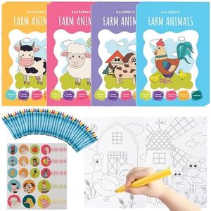 THE TWIDDLERS 12 Mini Libri da Colorare per Bambini, Formato A5-16 Divertenti Disegni Assortiti con 48 Pennarelli e Adesivi Inclusi – Regalini Fine Festa Fai da Te per Bimbi e Bimbe da 4 a 8 Anni