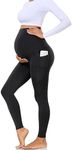 Hi Clasmix Maternity Leggings Over The Belly with Pockets-Super Soft Non-See-Through Workout Pregnancy Yoga Pants