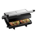 Tiastar SL-106 Panini Press Grill, 180° Flat Open Sandwich Toaster with Non-Stick Plates, 1000 W, Black