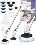 2024 New Electric Spin Scrubber, [Strong Cleaning Power] Homtronics 14in1 Cordless Electric Cleaning Brush with 9 Replaceable Brush Heads, IPX8 Waterproof, Adjustable Long Handle for Bathroom,Kitchen