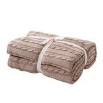 GUOCU Chunky Knit Throw,Solid Sofa Throws,Soft Large Knitted Throw Blanket for Sofa Couch Light Khaki 180 * 200cm