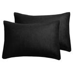 JELLYMONI 2 Pack Black Velvet Pillowcases Standard Size - Ultra Soft Flannel Pillow Covers with Envelope Closure (Pillows are not Included)