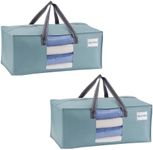 VENO 2 Pack Moving Bags for College, Heavy-Duty Storage Totes, Moving Boxes and Wardrobe Packing Supplies Alternative - Extra Large Durable Laundry Bags for Clothes (Light Blue Matte, 2 Pack)