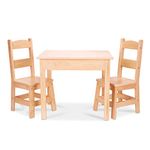 Melissa & Doug Solid Wood Table and 2 Chairs Set - Light Finish Furniture for Playroom