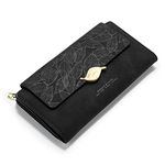 Wallet for Women Large Ladies Girls Cute Long Bifold Soft Purse Unique Original Gift (Black)