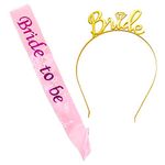 Party Propz Pink Rubber Bride To Be Sash And Crown - Bachelorette Party Decorations | Bridal Shower Decorations| Bride To Be Accessories | Bride To Be Sash And Tiara, 2 Pieces