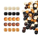 JEKUGOT 200 PCS Large Hole Barrel Wood Beads 5 Colors Natural Wooden Spacer Beads 12x11mm Oval Wooden Dreadlock Hair Braid Beads Round Barrel Beads for Macrame Rosary Jewelry Craft Making Hole: 4~5mm