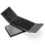 Acoucou Foldable Bluetooth Keyboard with Touchpad Portable Wireless Keyboard (Sync Up to 3 Devices), Rechargeable Mini Wireless Bluetooth Keyboard Tri-Folding Keyboard for Android iOS Windows Tablets