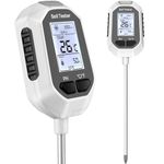 YAMRON 5-in-1 Soil Moisture Meter Digital Plant Temperature/Soil Fertility/Soil Moisture/PH Meter/Sunlight Intensity Backlight LCD Display Soil Test Meter for Gardening, Farming and Outdoor Plants