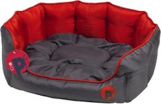 Petface Luxury Oval Oxford Dog Bed with Removeable Cushion, Machine Washable, Red, Large (Pack of 1)
