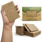 AIRNEX Biodegradable Scrubbing Pads for Dishes - Pack of 12 Coconut Fiber Scrub Pads for Dishes - Non Scratch Scouring Pads for Pots and Pans…