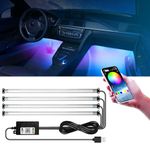 GZ5CG Car Footwell Lights 72 SMD Interior Ambient Lights Multicolor Atmosphere Lights APP Control Music Sync DIY Mode USB 5V