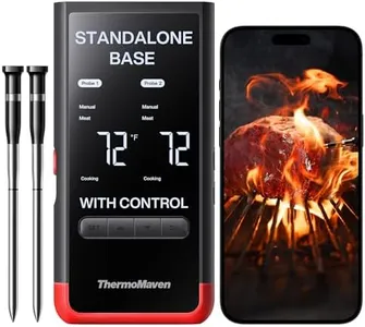 ThermoMaven Wireless Smart Bluetooth Meat Thermometer: Standalone Base, WiFi Unlimited Range, 6 Sensors with NIST Certified Accuracy, 2 Probes for BBQ, Grill, Oven, Smoker, Rotisserie (Red)