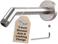 HammerHead Showers® ALL METAL 7 Inch Shower Arm and Flange with Set Screw, Brushed Nickel | Wall Elbow Pipe and Cover Plate | Universal Replacement Part for Showerheads