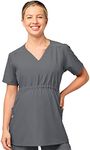 WonderWink Women's Maternity V-Neck Top Medical Scrubs, Pewter, M