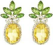 Rosemarie & Jubalee Women's Fun and Fruity Glass Crystal Rhinestone Whimsical Pineapple Earrings, 1.25", Metal, crystal rhinestone,