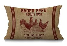 BGBDEIA Vintage Like Chicken Feed Sack Burlap Cushion Cover,Home Decor Throw Pillow Cover Waist Lumbar Cotton Linen Throw Pillow case for Sofa Home Decorative Oblong 12x20 Inches 30 x 50 cm