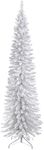 WeRChristmas Pre-Lit Pencil Christmas Tree with 180 LED Lights, 6.5 feet/1.95 m - 25 x 25 x 213 cm, White