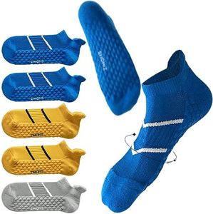 svlftecon 5 Pack Unisex Athletic Running Ankle Socks Cushioned Breathable Moisture Wicking Arch Support, Mix05(5 Pairs), Large