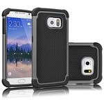 Galaxy S6 Case, Tekcoo(TM) [Tmajor Series] [Gray/Black] Shock Absorbing Hybrid Rubber Plastic Impact Defender Rugged Slim Hard Case Cover Shell for Samsung Galaxy S6 S VI G9200 GS6 All Carriers