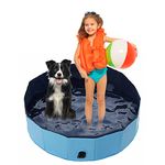 Jsdoin Foldable Dog Pools, Paddling Pool for Dogs Non-Slip PVC Dogs Paddling Pool, Portable Paddling Pool for Kids Dog Kids Bath Swimming Pool for Indoor Outdoor(80 * 20cm)