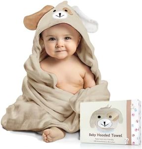 FOREVERPURE Baby Hooded Towel, Soft & Absorbent Viscose Derived from Bamboo, Extra Large 35 x 35 Inches, Bath Towel for Newborns, Infants & Toddlers, Beige