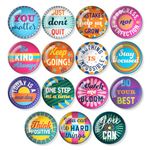 S&O Set of 15 Inspirational Magnets for Fridge - 1.5" Decorative Magnets for Refrigerator - Cute Magnets for Office - Motivational Magnets - Affirmation Magnets - Locker Magnets for Girls & Boys