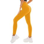 SINOPHANT High Waisted Leggings for Women - Full Length & Capri Buttery Soft Yoga Pants for Workout Athletic(Full Dark Yellow,XXL)