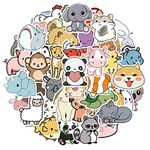 Dishaur 50PCS Cute Animal Water Bottle Stickers for Kids, Vinyl Waterproof Hydroflask Skateboard Phone Laptop Stickers