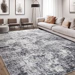 DMOYEST Area Rug Living Room Rugs - 10x14 Abstract Large Soft Indoor Washable Rug Neutral Modern Low Pile Carpet for Bedroom Dining Room Farmhouse Home Office - Grey