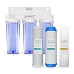 Max Water 3 Stage (Good for City Water) 10 inch Standard Water Filtration System for Whole House - Sediment + GAC + CTO Post Carbon - ¾" Inlet/Outlet