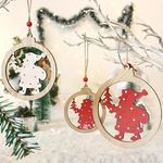 Ascension 3pcs Christmas Wooden Xmas Tree Cutout Hanging for Christmas Decoration Xmas Tree Decoration Pendants Hanging Ornaments DIY Decor Multicolor (Santa Claus)