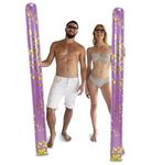 POZA 2 Pack Jumbo Inflatable Pool Noodle Floats - 74-inch Premium Luxurious Giant Pool Noodle Inflatable Floats, Sparkle Gold Glitter Confetti Pool Float Inflatable Noodles for Ocean, Lake, or Beach