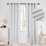 Deconovo Double-sided Faux Linen Curtains 100% Blackout Curtains Eyelet Curtains 66x90, Soft Thermal Curtains for Nursery, 66 x 90 Inch(Width x Length), Greyish White, 2 Panels